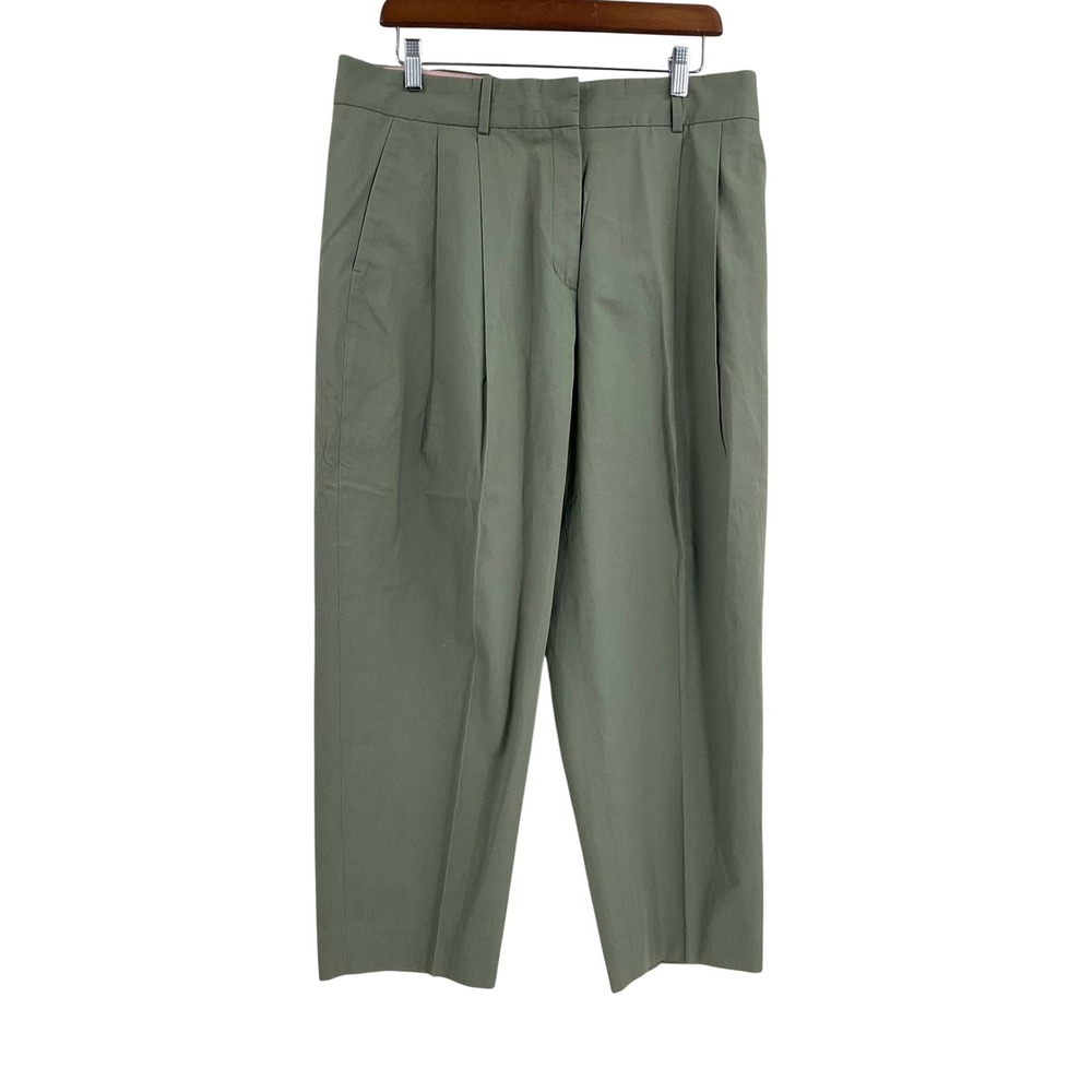 COS Womens Tailered‎ Pleated Tapered Sage Green High Rise Pants Sz 40 US M